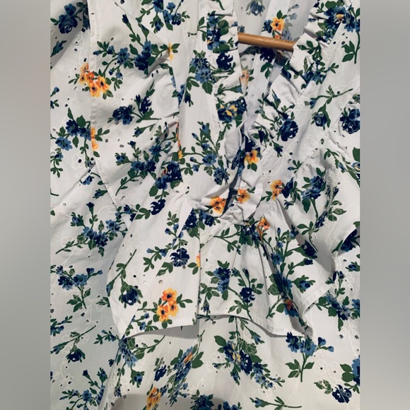 Zara Floral Eyelet Ruffle Top XS - Picture 6 of 9